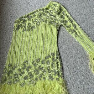 One-Shoulder Yellow Beaded Dress